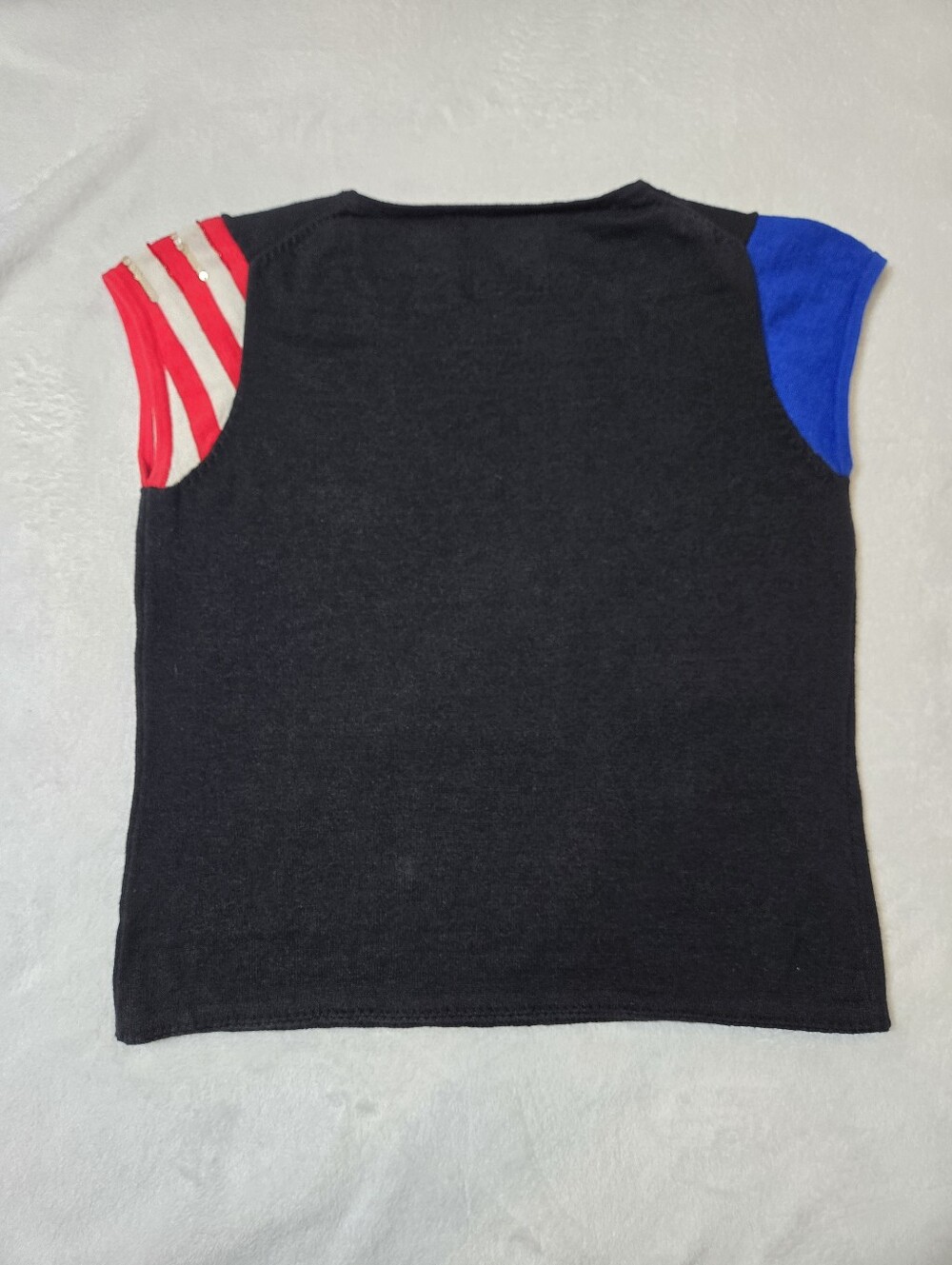 Vintage Michael Simon American Flag Sweater Size Small Short Sleeves Sequins USA - Picture 2 of 14
